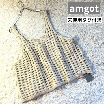 미사용 택 포함 amgot 메쉬 오버 사이즈 니트 베스트 아이보리