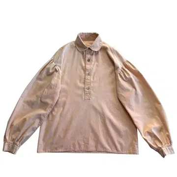 60s 유로제 둥근 카라 피터팬 셔츠 살몬 핑크 스킨 컬러 풀오버