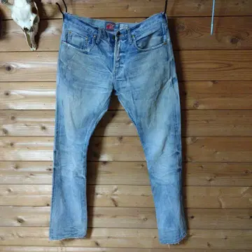 PRPS NOIR 라이트 블루 스트레이트 데님 데미지 가공 32