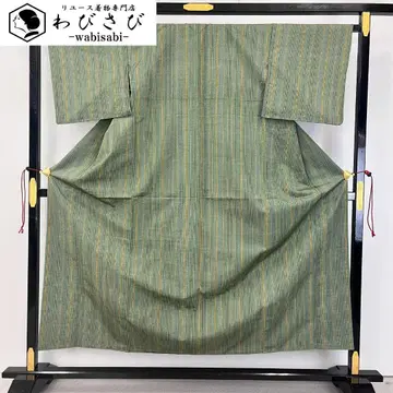 명주 기모노 세로 줄무늬 세로 패턴 직조 패턴 시마마츠네색 K-4597