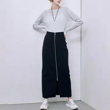 센터 지퍼 2WAY 니트 스커트