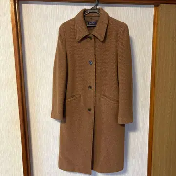 울 코트 헤링본 무늬 카멜