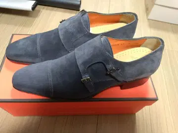 Santoni 6.5 그레이 스웨이드 더블 몽크 신발