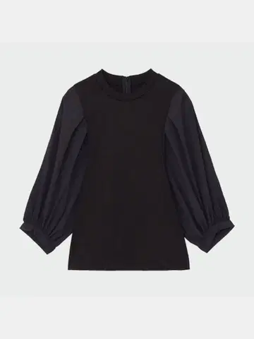 plst 플라스테 2023 글로스 저지 볼륨 슬리브 T셔츠 블랙