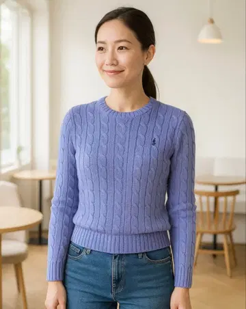 폴로 랄프 로렌 케이블 니트 퍼플 블루 계열 L 고급 캐주얼
