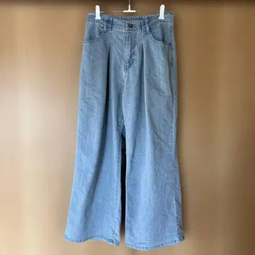 턱 와이드 팬츠 M 사이즈 블루