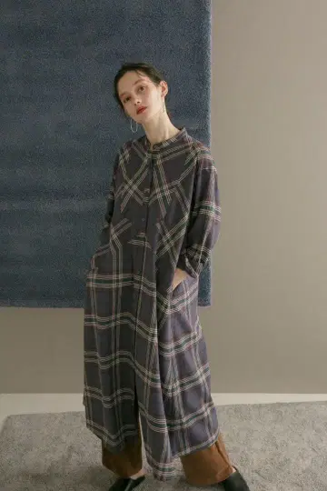 DOORS thint 넬 기모 A라인 셔츠 원피스