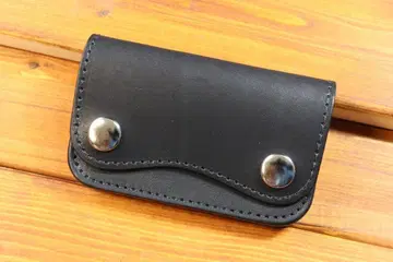 미니 트래커 지갑 블랙 실 블랙 가죽 도치기 가죽