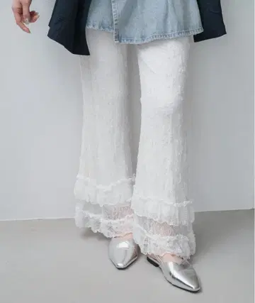 kastane 레이스 프릴 팬츠 화이트