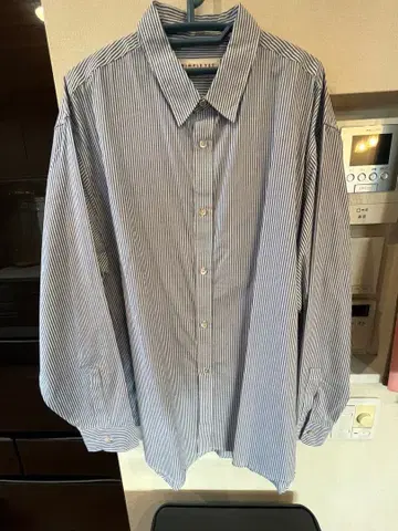 코튼 브로드 레귤러 카라 셔츠 NAVY STRIPE