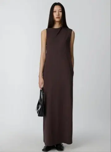 Studio Doe 비대칭 슬리브리스 원피스 브라운