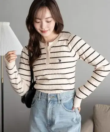 미사용 새상품 USPOLO 헨리넥 니트 풀오버