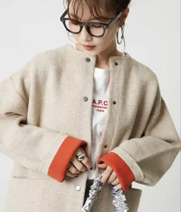 FREAK'S STORE 베이지 오렌지 가디건 [ 하자 있음 ]