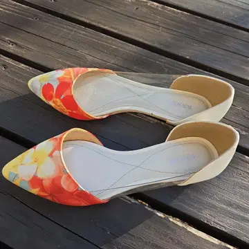 꽃무늬 스틸레토 펌프스 오렌지