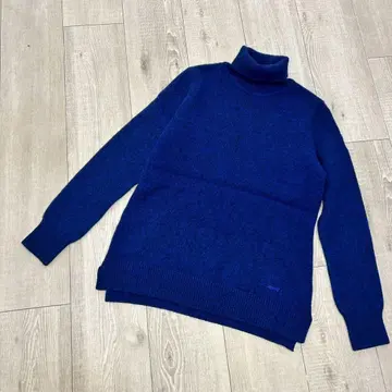 루이카스텔 울 100% 로얄 블루 따뜻한 터틀넥 니트 S