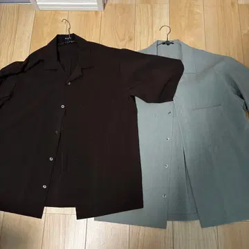 브라운 그레이 반팔 셔츠 2세트