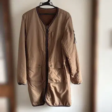 글리터 브라운 롱 코트 리버서블 집업