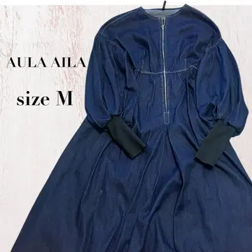 [ AULA AILA ] 다크 블루 롱 원피스 M 데님 원피스