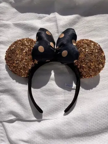 디즈니 미니 마우스 골드와 블랙 라메 머리띠