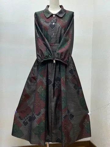 기모노 리메이크 오시마 명주 원피스 앞 버튼 L 사이즈