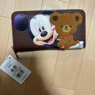 Disney 미키마우스 곰 디자인 브라운 겨울 장지갑