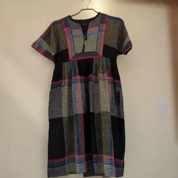 멀티 컬러 스트라이프 반팔 원피스 M 사이즈 구제 의류 Vintage