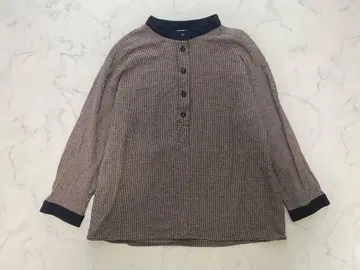 soulberry 린넨 혼방 하운드투스 풀오버 블라우스 체크