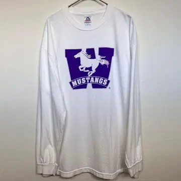 00s USA 칼리지 무스탕 롱티 긴팔 빈티지 화이트 XL