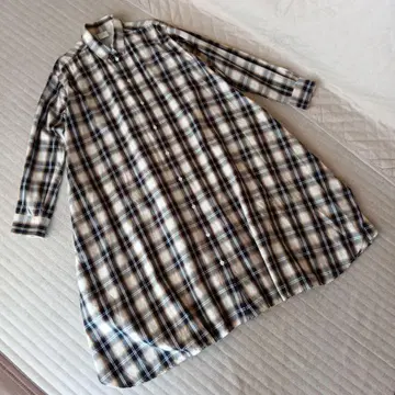 Spick & Span 체크 무늬 셔츠 원피스 블랙 브라운 계열