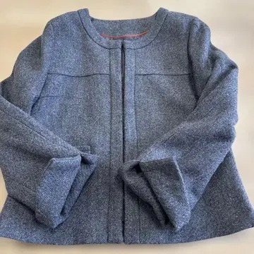 그레이 노카라 자켓 울 혼방