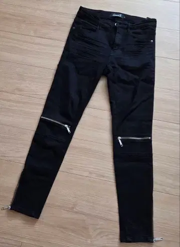 캬바 스키니 데님 팬츠 지퍼 가공