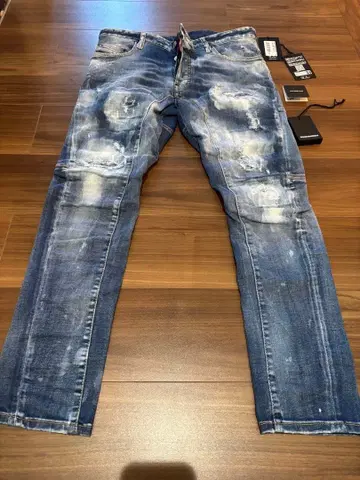 DSQUARED2 스키니 데님 블루 데미지 가공