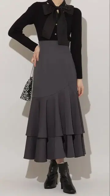 [ WILLSELECTION ] 볼륨 헤매 캉캉 스커트 차콜