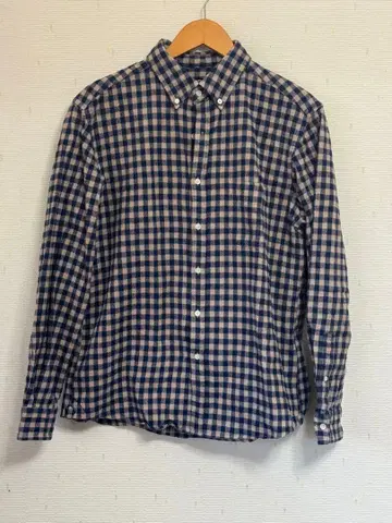 SHIPS 체크 무늬 긴팔 셔츠 XL 네이비/베이지