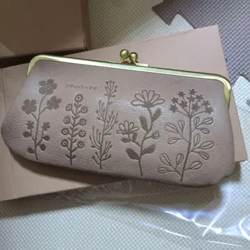 미사용 쥬케로 휠라 그레이 가마구치 장지갑 꽃 무늬 여성용