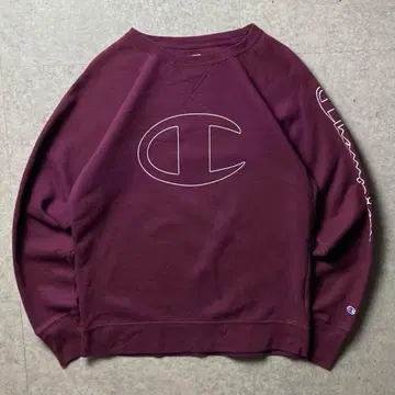 Champion 로고 소매 프린트 스포츠 스트릿 와인 레드 M