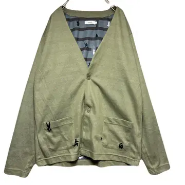 그라니프 자수 닌자 패턴 포켓 부착 가디건 올리브 그린