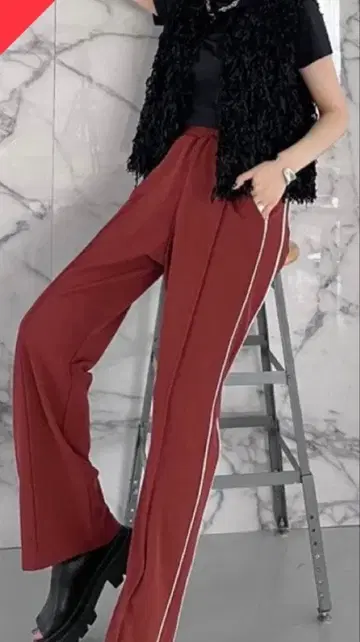 지나시스 조젯 라인 팬츠 와인 레드 프리 사이즈