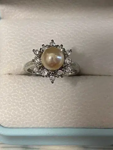 천연 진주 실버 반지