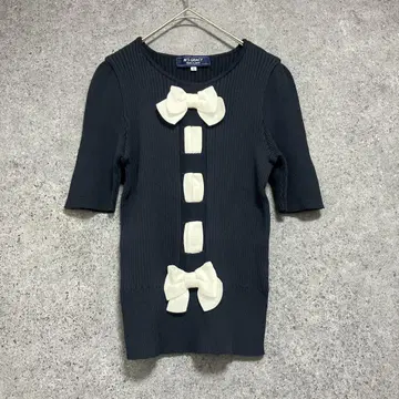 M's GRACY 리본 반팔 니트 40 네이비