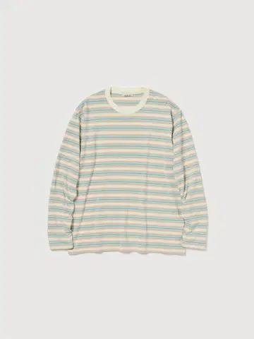 AURALEE GRADIENT STRIPE JERSEY L/S TEE