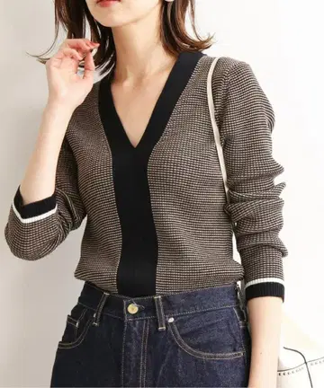 IENA 3x3 리브 V넥 풀오버