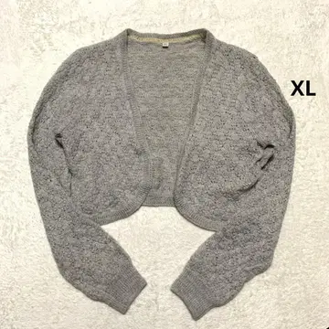 Y2K 유니클로 크롭 기장 알파카 가디건 긴팔 그레이 XL