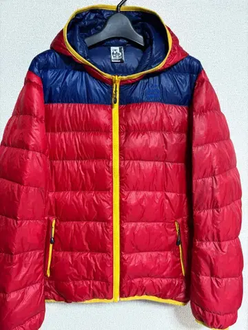 CHUMS 참스 다운 자켓 레드 후드 부착 남성용 M 사이즈