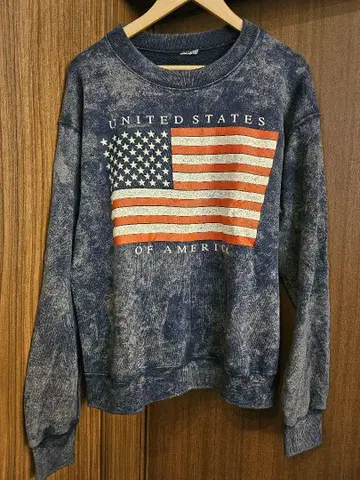 90s 미국 국기 맨투맨 트레이닝복 블리치 구제 의류 USA제