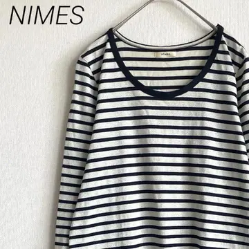 NIMES 무릎 기장 원피스 T셔츠 플레어 보더 심플 루즈핏