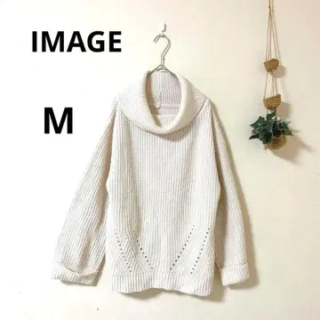 이마쥬 보틀넥 니트 M 아이보리 심플 루즈핏 캐주얼