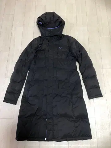 PUMA 후드 부착 롱 다운 자켓 블랙