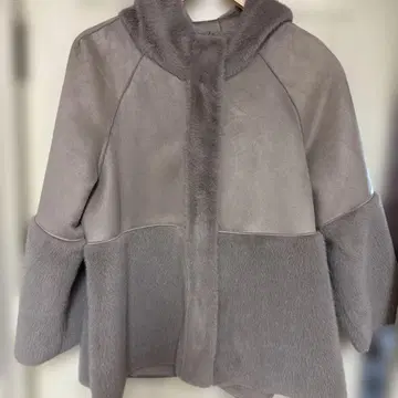 후드 부착 페이크 무스탕 코트