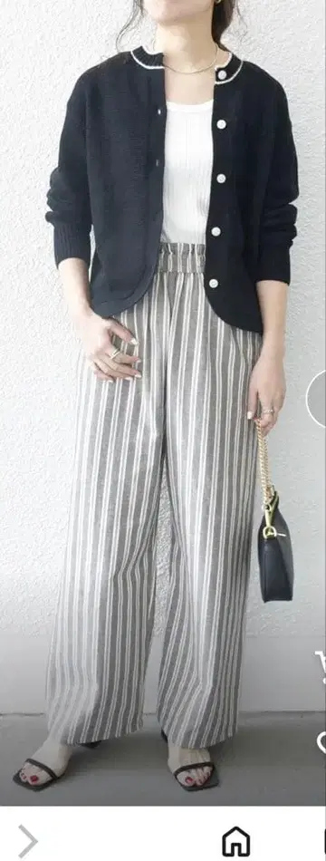 SHIPS any 린넨 믹스 스트라이프 이지 와이드 팬츠